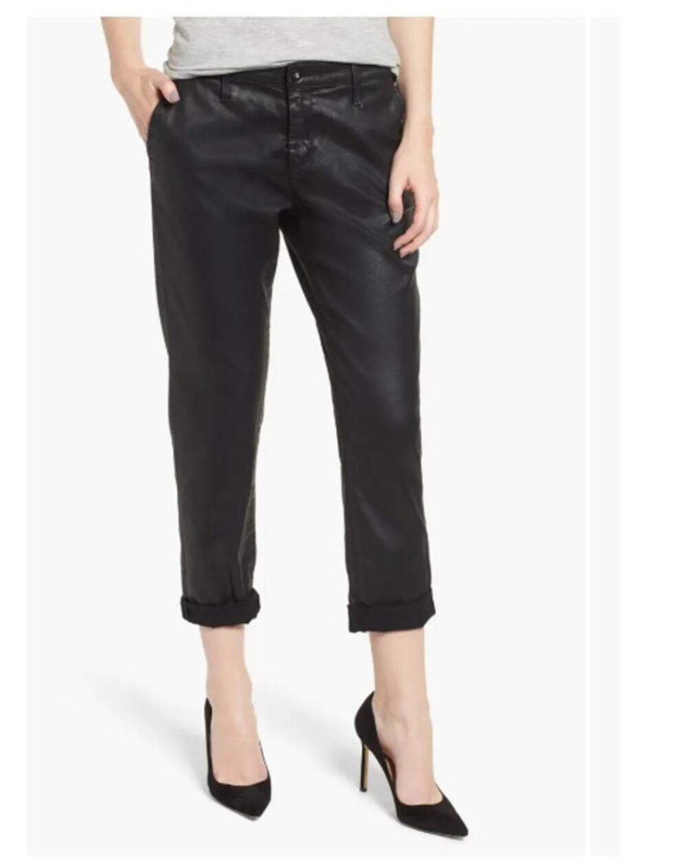 AG Adriano Goldschmied Caden Tailored Trouser Coated Faux Leather Black 30R